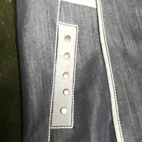 Women’s Denim Look Button Front Blazer Jacket – Contrast Stitching - Picture 8 of 12